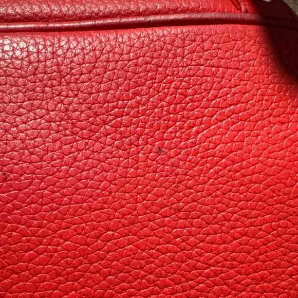 VTG MCM  Red Leather Backpack with Gold Accents - Picture 13 of 16